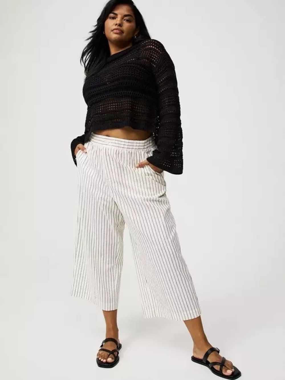 Torrid High-Rise Cropped Beach Linen Pant